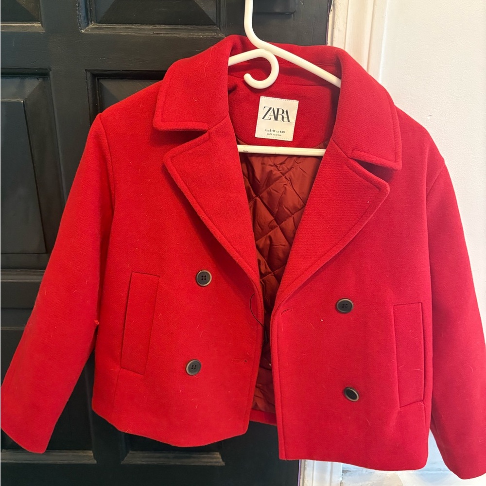 Zara Kids Red Pea Coat